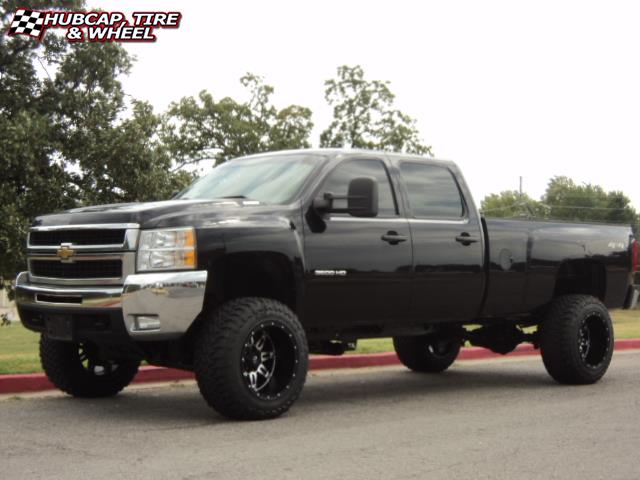 vehicle gallery/chevrolet silverado 3500 hd fuel hostage d532 20X14  Matte Black & Machined Face wheels and rims
